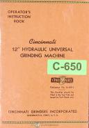 Cincinnati-Cincinnati 12\", Hydraulic Grinding Operations Maintenance Lubrication Manual 1947-12-12 Inch-12\"-01